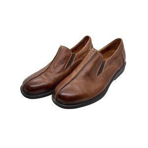 Gravity Defyer Mens Brown Leather Slip-On Shoes Loafers TB8053B Size 9